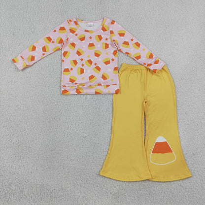 Sibling Baby Girls Kids Long Sleeves Shirts Bell Pants Halloween Sets Christmas Bows Clothes RTS