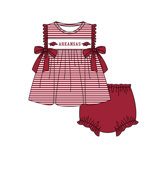 ( Moq 5 ) Baby Girls Toddler Bows Stripes Pigs Tops Bummie Shorts Team Set 1.29