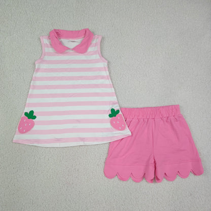 Sibling Baby Girls Kids Sleeveless Tops Scallop Shorts Sets Summer Clothes RTS
