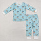 Baby Boy Long Sleeves Blue Snowman Shirt Pants Pajamas Bamboo Christmas Set