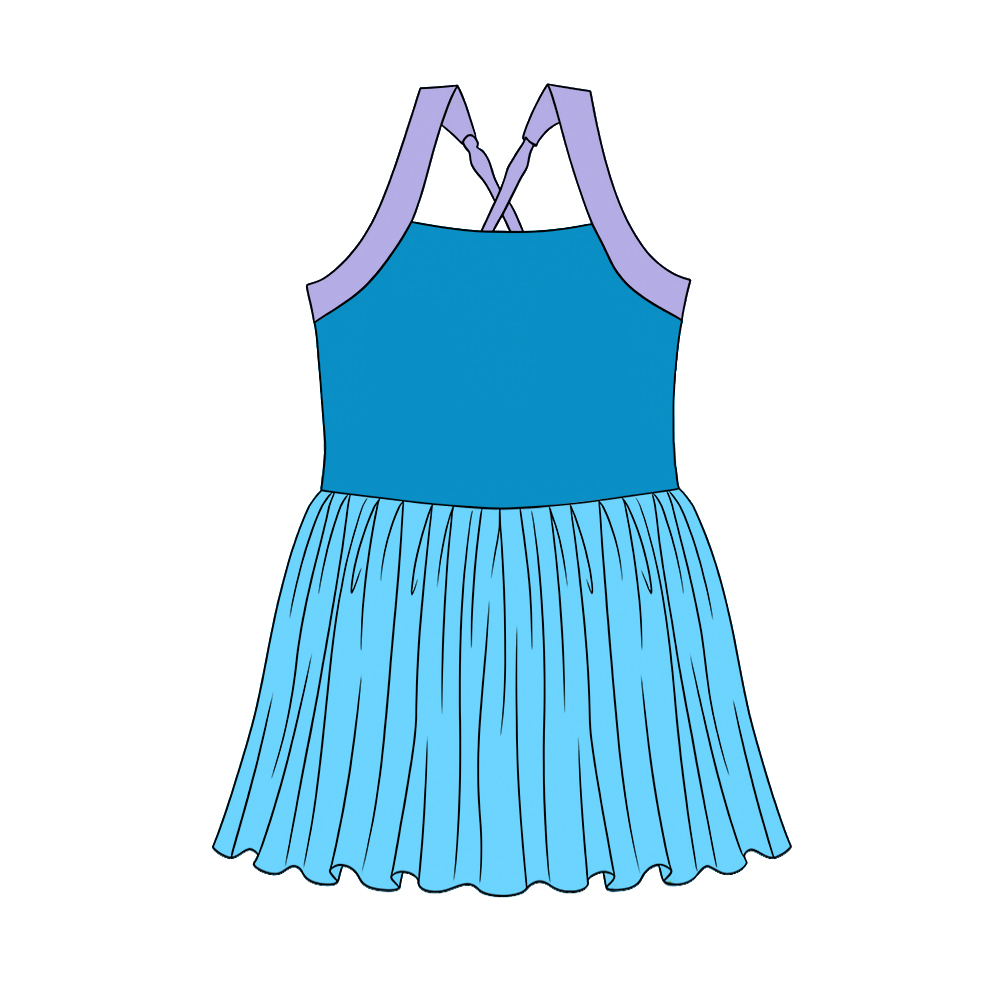 ( Moq 5 ) Preorder GSD3977 Baby Girls Kids Sleeveless Princess Yoga Active Knee Length Dress