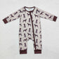 Baby Boy Long Sleeves Brown Dogs Zipper Romper