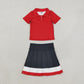 Baby Girls Kids Short Sleeves Red Buttons Shirt Skirt Shorts Yoga Active Set Clothes RTS