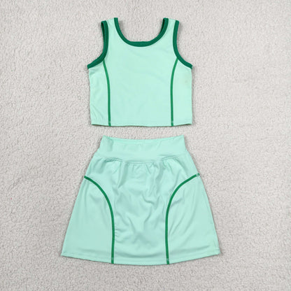 Sibling Baby Girls Kids Sleeveless Shirts Skirts Shorts Yoga Active Sets Summer Clothes RTS