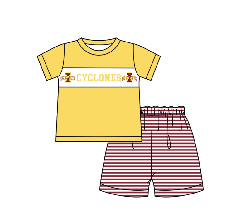 ( Moq 5 Each Style ) Baby Boys Girls Short Sleeves Team Sibling Yellow Romper Dress Set