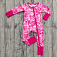 Baby Girl Long Sleeves Pink Bows Zipper Yoga Active Romper RTS