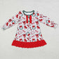 Baby Girl Long Sleeves Christmas Bows Red Ruffle Gowns Dress