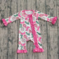 Baby Girl Long Sleeves Candy Cane Pink Bows Tree Christmas Zipper Romper RTS