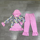 Baby Girls Kids Long Sleeves Halloween Hoodie Ruffle Tops Purple Pants Set Clothes RTS