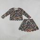 Baby Girls Kids Long Sleeves Shirt Scallop Pockets Skirt Shorts Brown Camo Set Clothes