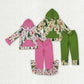Sibling Baby Boys Girls Long Sleeves Green Face Tree Hoodie Pocket Shirt Pants Christmas Sets RTS