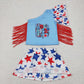 Baby Girl 4th of July tassels Shirt Stars Skorts Clothes Set RTS