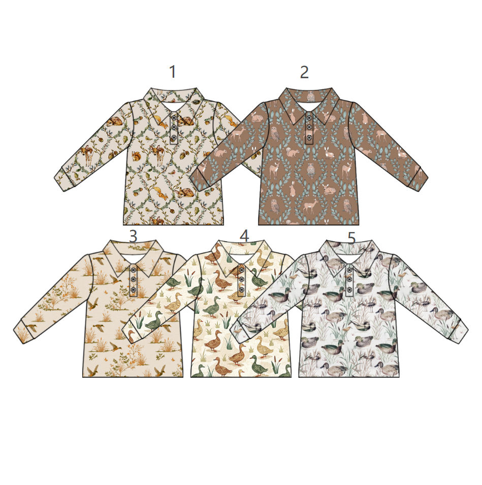 ( Moq 5 Each Style ) Sibling Baby Boys Kids Long Sleeves Animals Buttons Shirts Pullovers Tops Clothes