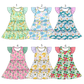 ( Moq 5 Each Style ) Sibling Baby Girls Short Sleeves Flower Knee Length Dresses