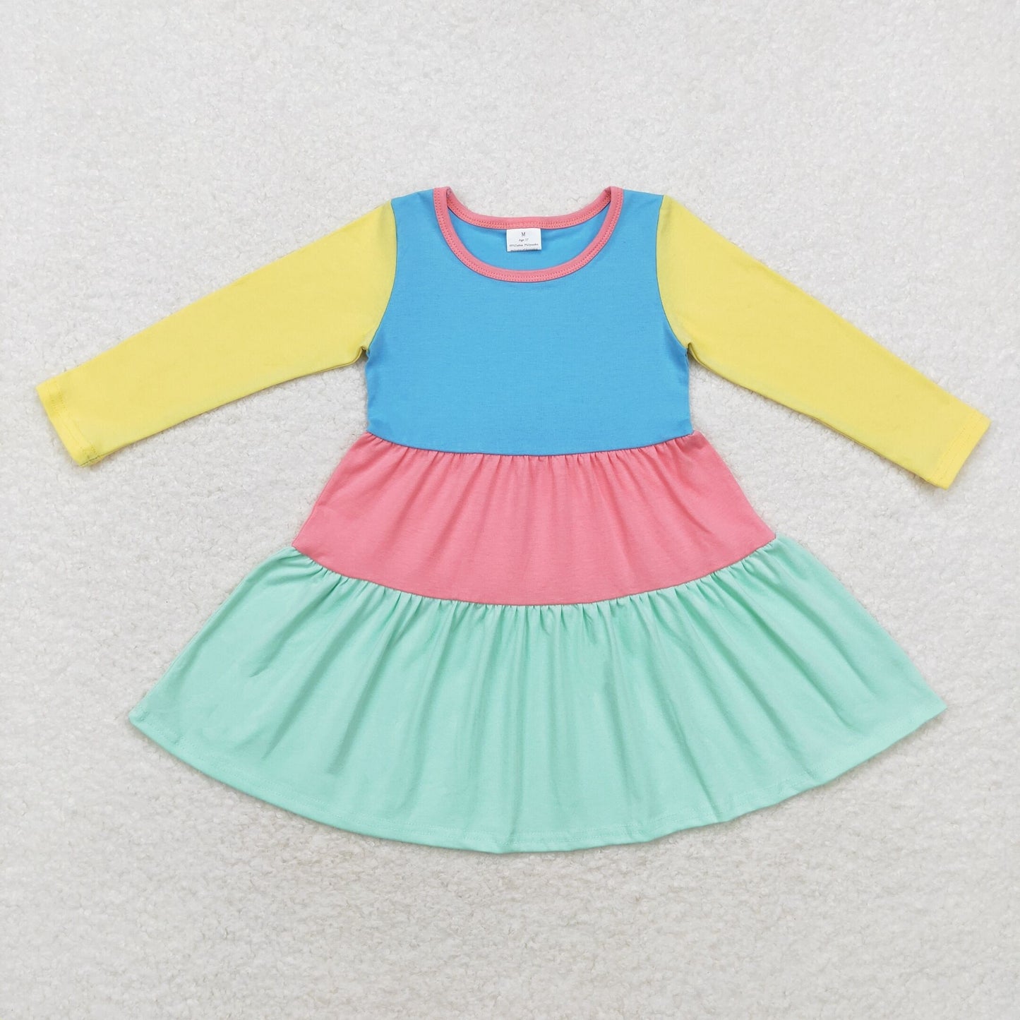 Baby Girl Long Sleeves Colorful Cotton Dress