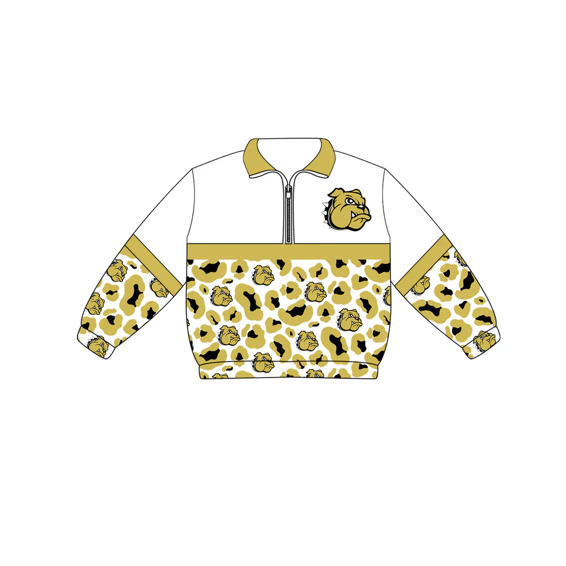 ( Moq 5 ) Baby Girls Kids Long Sleeves Dogs Leopard Team Zipper Pullover Shirt Clothes
