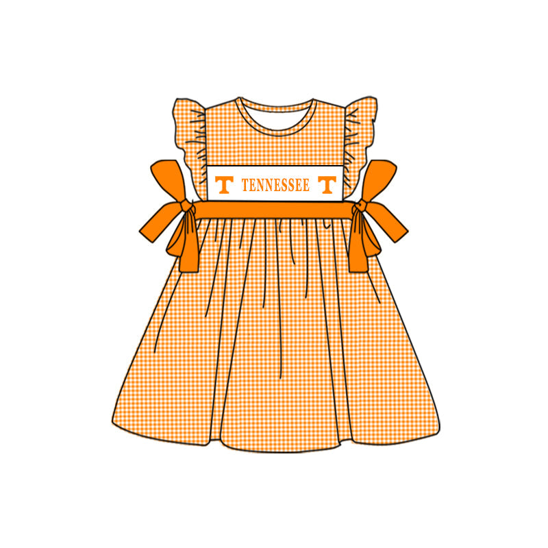 Baby Girl Team Orange Checkered Dress