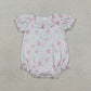 Baby Girls Infant Short Sleeves Purple Pink Flower Ruffle Romper RTS