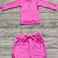 Baby Girl Toddler Hot Pink Long Sleeves Yoga Shirt Shorts Athletic Clothes Set RTS