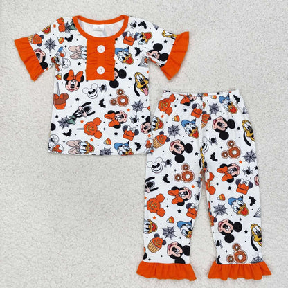 Baby Boy Girl Short Sleeves Halloween Mouse Sibling Pajamas Set