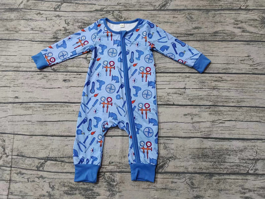 Baby Boy Long Sleeves Tools Zipper Romper