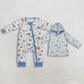 Sibling Baby Boys ‌Long Sleeves Construction Trucks Hearts Valentine Zipper Romper Shirt RTS