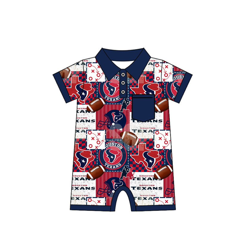 Baby Boy Short Sleeves Team Cow Football Buttons Romper Moq 5