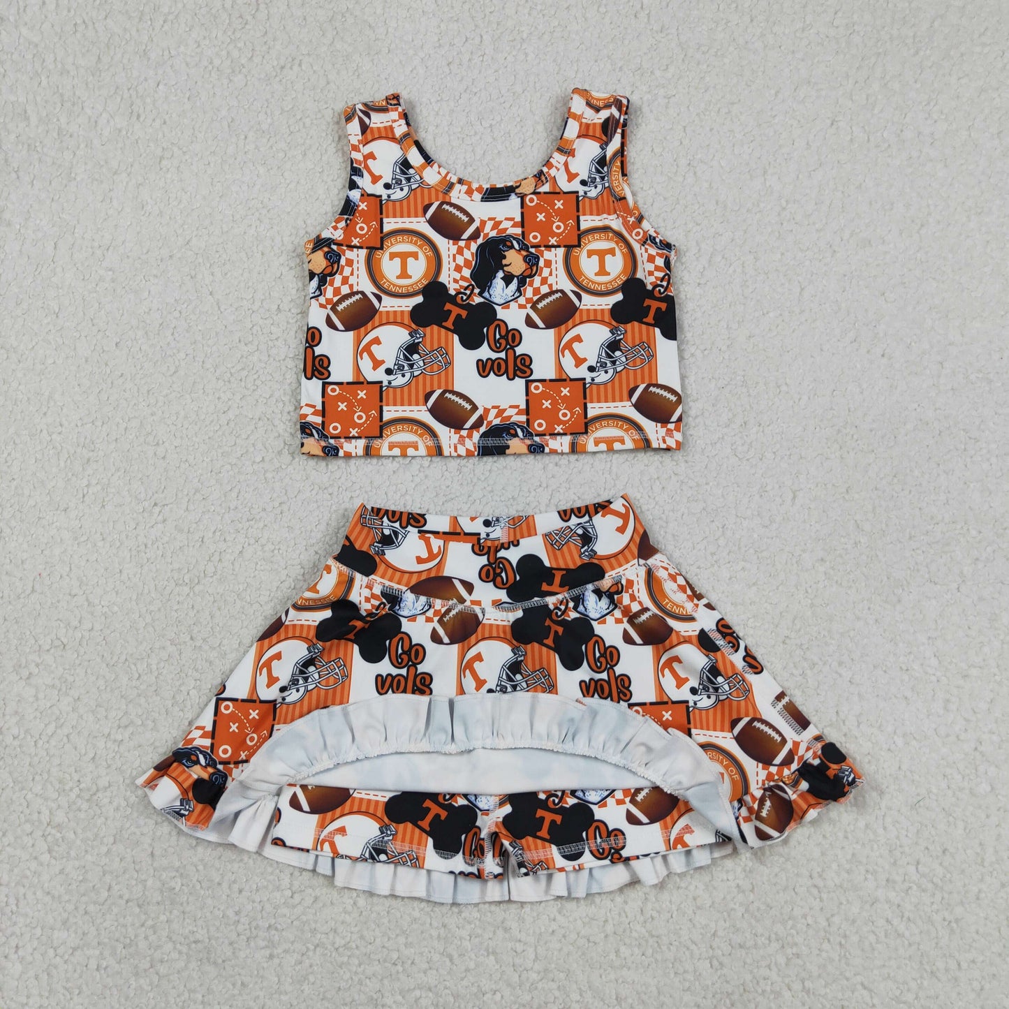 Baby Girls Kids Dogs Football Tops Shorts Skirt Team Yoga Clothes Set RTS