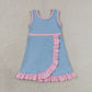 Baby Girls Kids Sleeveless Shorts Pink Scallop Blue Dress Yoga Active Clothes RTS