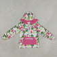Baby Girl Long Sleeves Green Face Tree Hoodie Zipper Pocket Christmas Shirt RTS