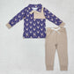 Baby Boy Long Sleeves Fall Deer Pullover Tops Shirt Pants Clothes Set