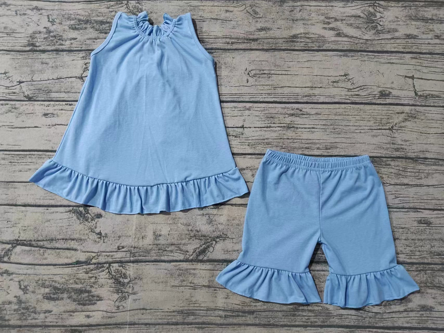 Baby Girl Blue Cotton Summer Set