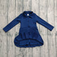 Baby Girl Long Sleeves Zipper Knee Length Yoga Active Navy Blue Dress RTS