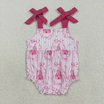Sibling Baby Girls Kids Castles Bows Flower Rompers Dress Sets RTS