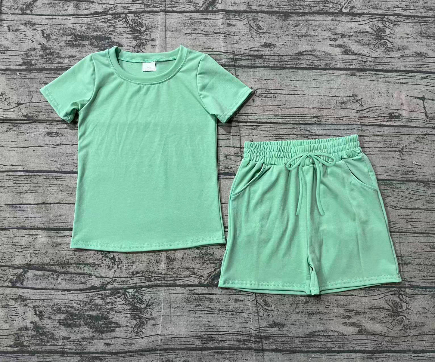 Baby Boys Kids Green Short Sleeves Shirt Pockets Shorts Summer Clothes Set RTS