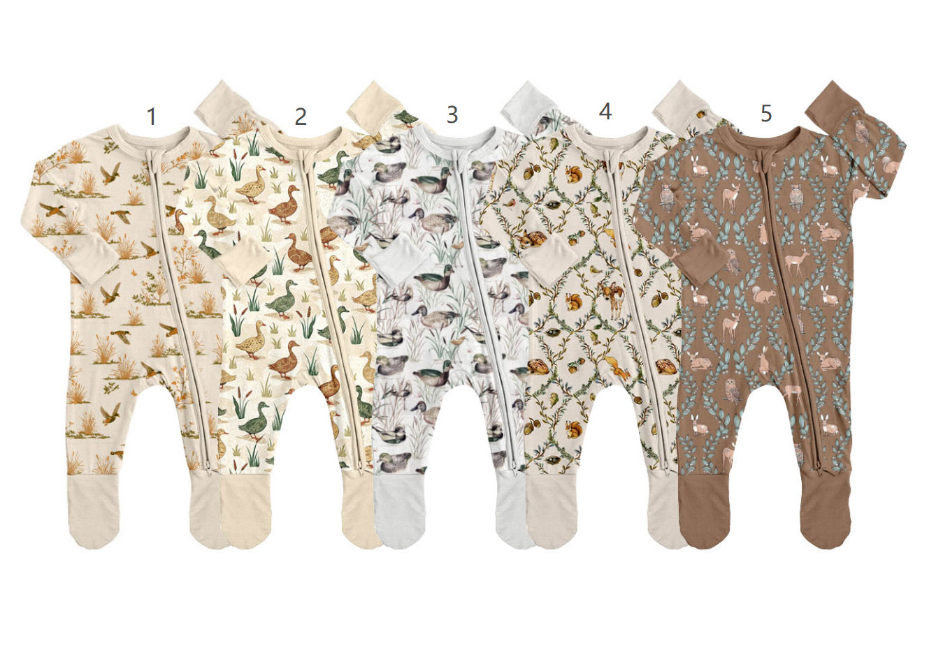 ( Moq 5 Each Style ) Sibling Baby Boys Infant Ducks Deer Zipper Footie Sleeper Rompers Clothes