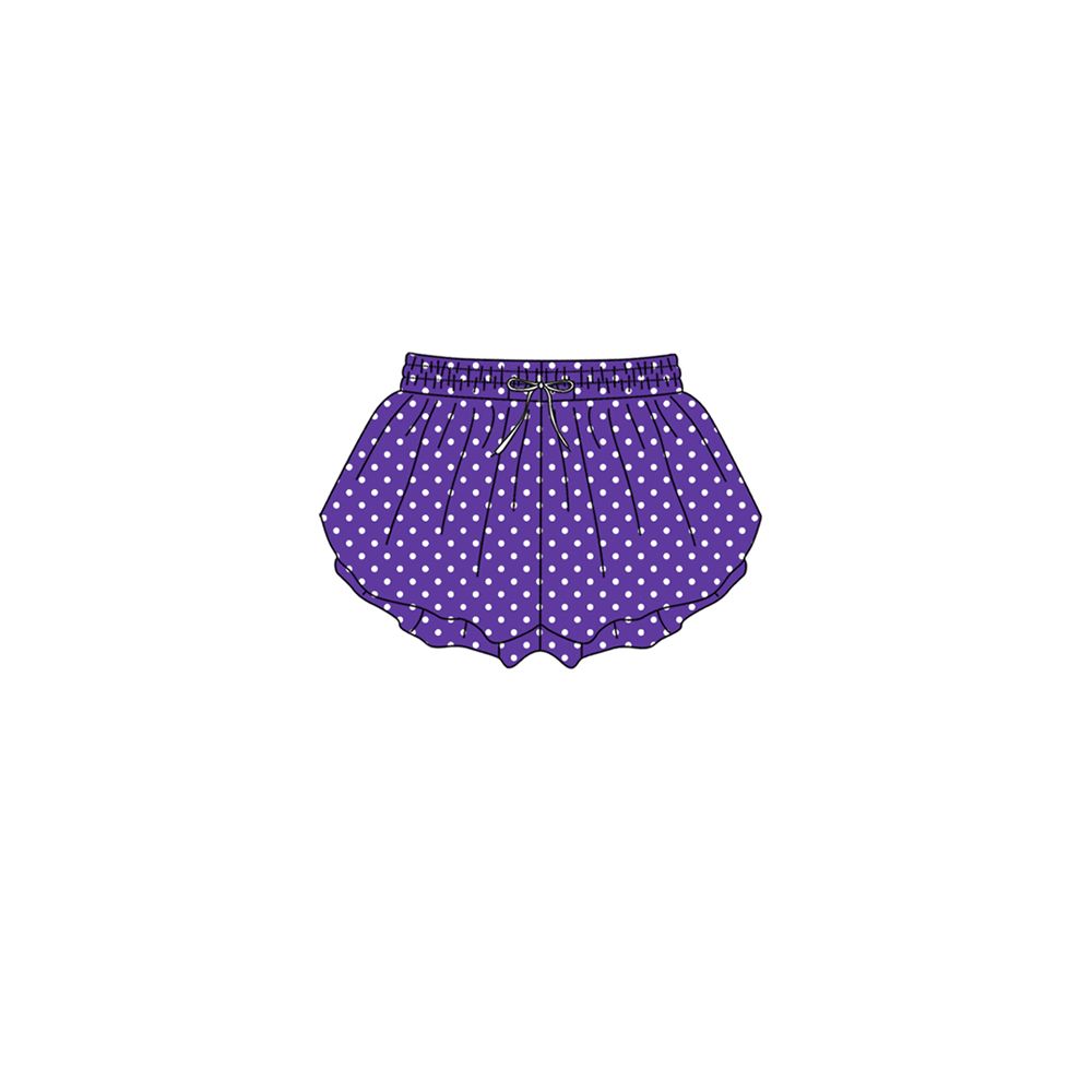 ( No moq ) Preorder Baby Girls Kids Dogs Yoga Active Ruffle Shorts Bottom Purple Clothes
