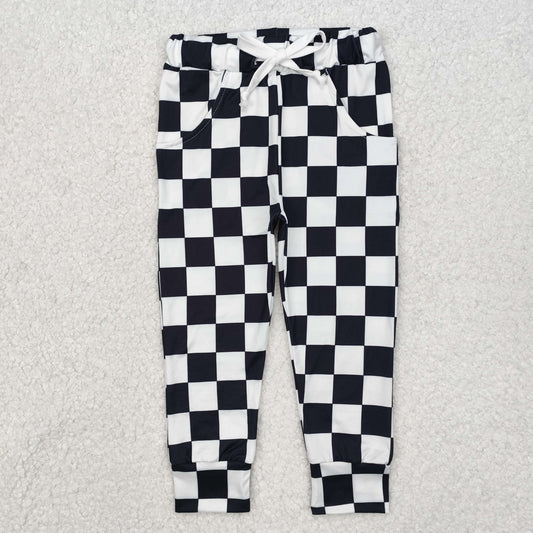 Baby Girl Black Checkered Jogger Pocket Pants