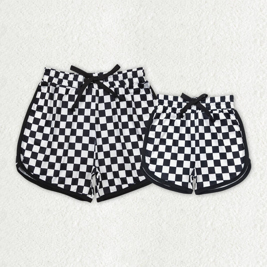 Mommy & Me Adult Baby Girl Black Checkered Shorts