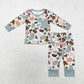 Baby Boy Girl Green Camo Duck Dog Sibling Romper Pullover Pajamas Set