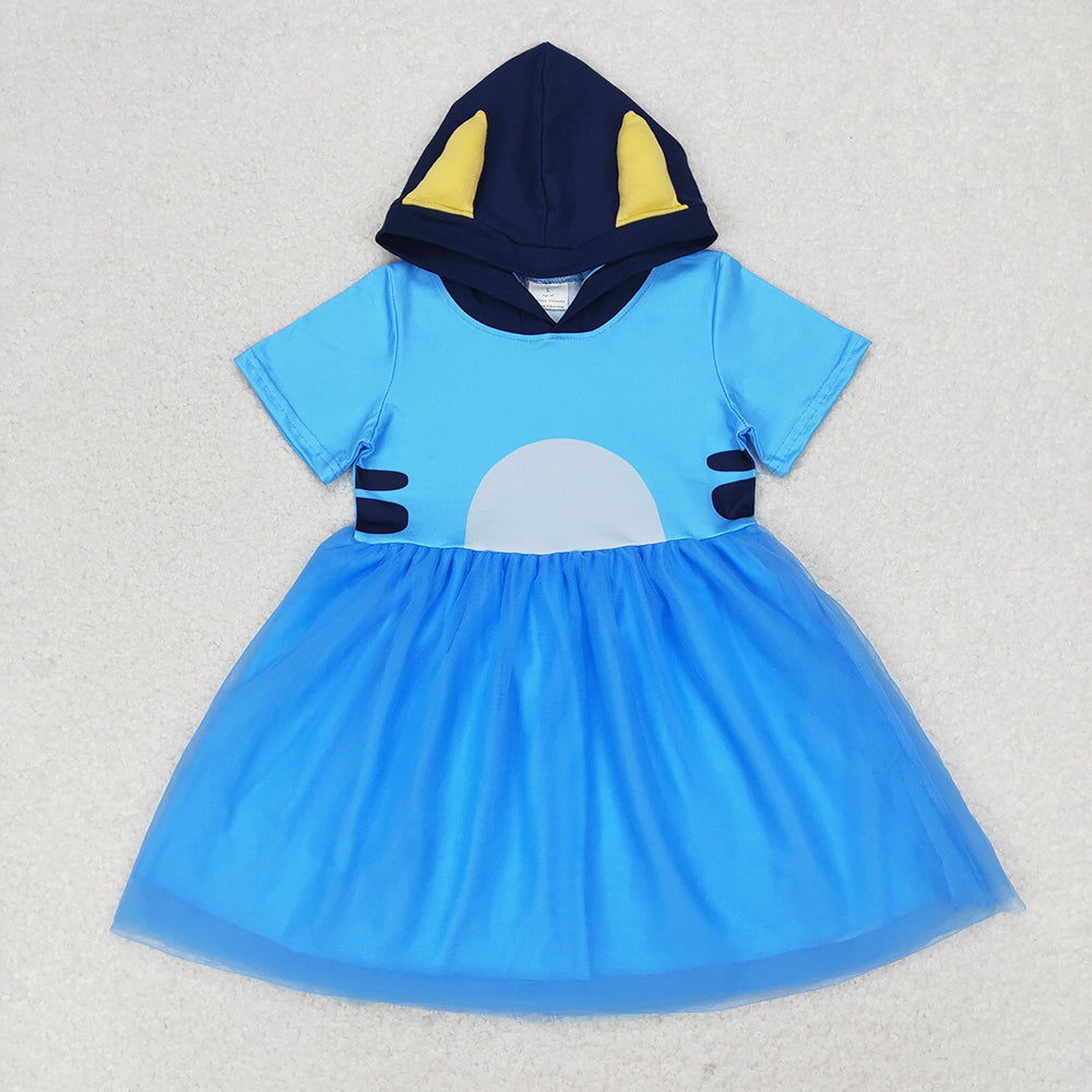 Baby Girl Blue Orange Dogs Ears Sibling Sister Tulle Dress