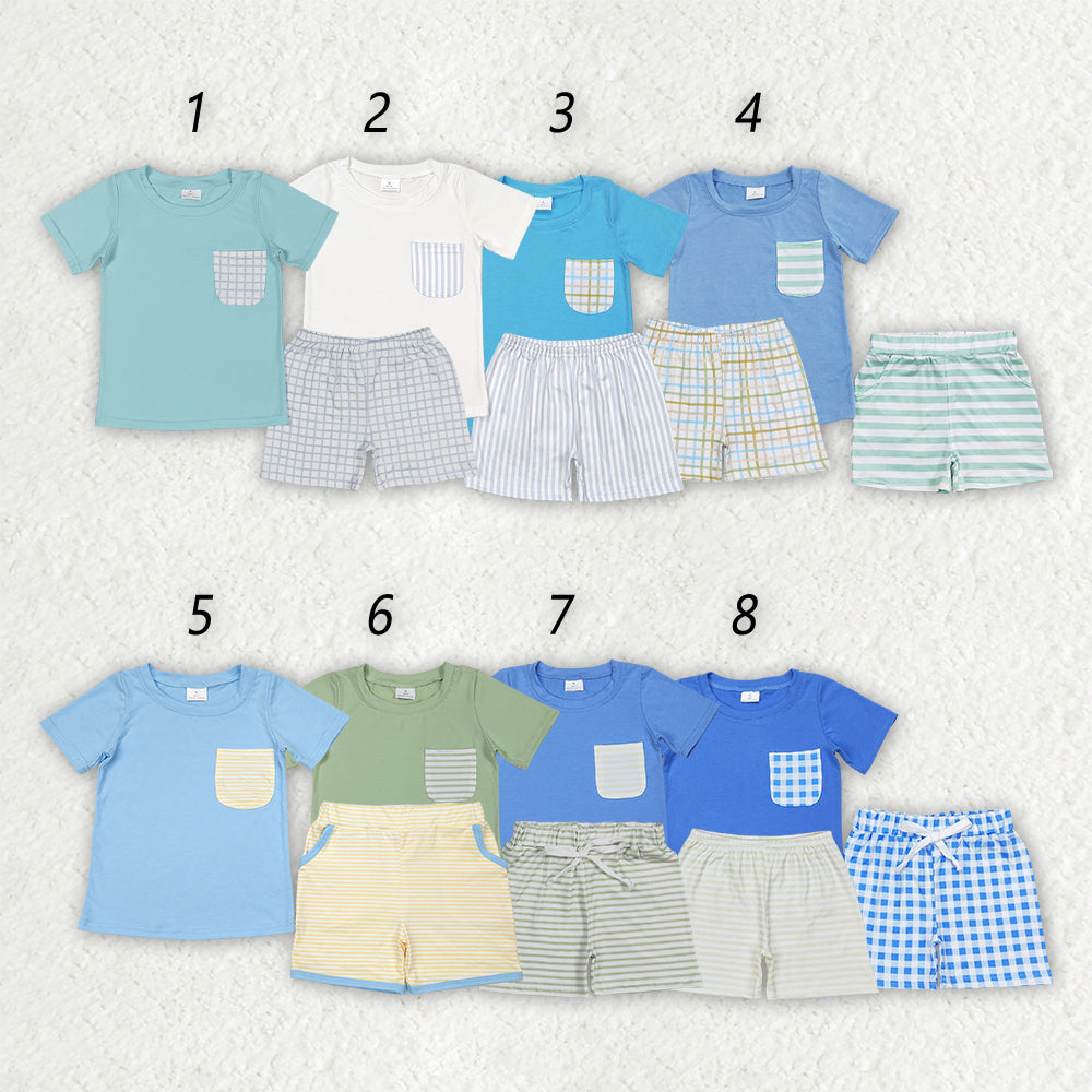 Baby Boy Short Sleeves Cotton Pocket Shirt Shorts Sibling Outfit Clothes RTS