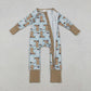 Boys Infant Long Sleeves Boots Stars Western Zipper Sleeper Romper RTS