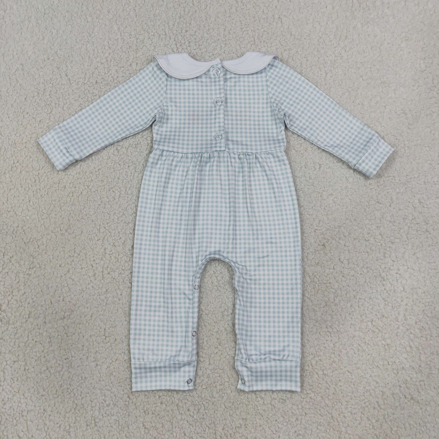 Baby Boy Infant Embroidery turkey Pumpkin Plaid Romper Fall Clothes RTS
