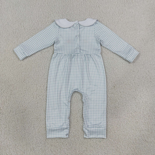 Baby Boy Infant Embroidery turkey Pumpkin Plaid Romper Fall Clothes RTS