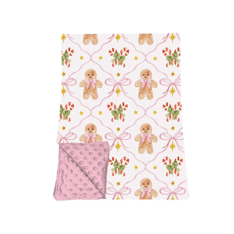 ( Moq 5 ) Preorder Baby Girls Kids Gingerbread Bows Christmas Pink Blanket