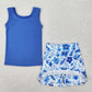 RTS Baby Girl Sleeveless Blue Tops Flower Skorts Shorts Skirt Active Wear Yoga Set