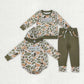 Sibling Baby Boys Embroidery Mama's Boy Orange Green Camo Print Romper Clothes Set RTS