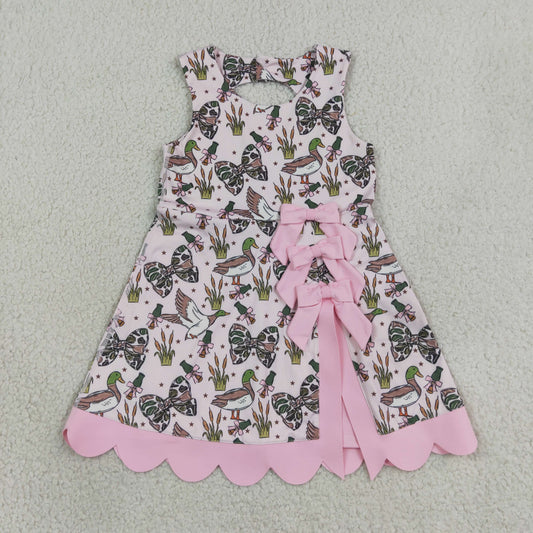 Baby Girls Kids Ducks Bows Yoga Active Scallop Dress Hunting Clothes RTS