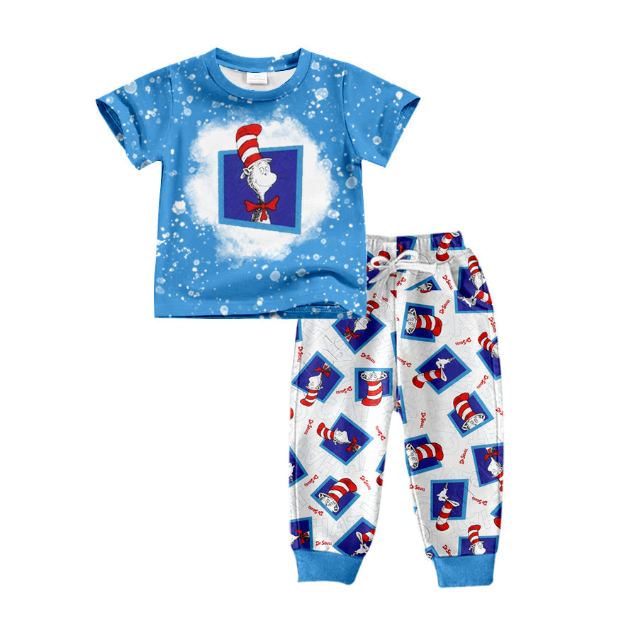 Baby Boy Blue Short Sleeves Dr Reading Shirt Pants Clothes Set Moq 5